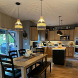 Black and Natural Rattan Pendant Light view 3