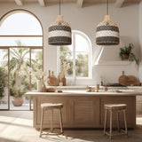 Black and Natural Rattan Pendant Light view 6