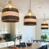 Black and Natural Rattan Pendant Light view 7