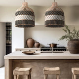 Black and Natural Rattan Pendant Light view 8