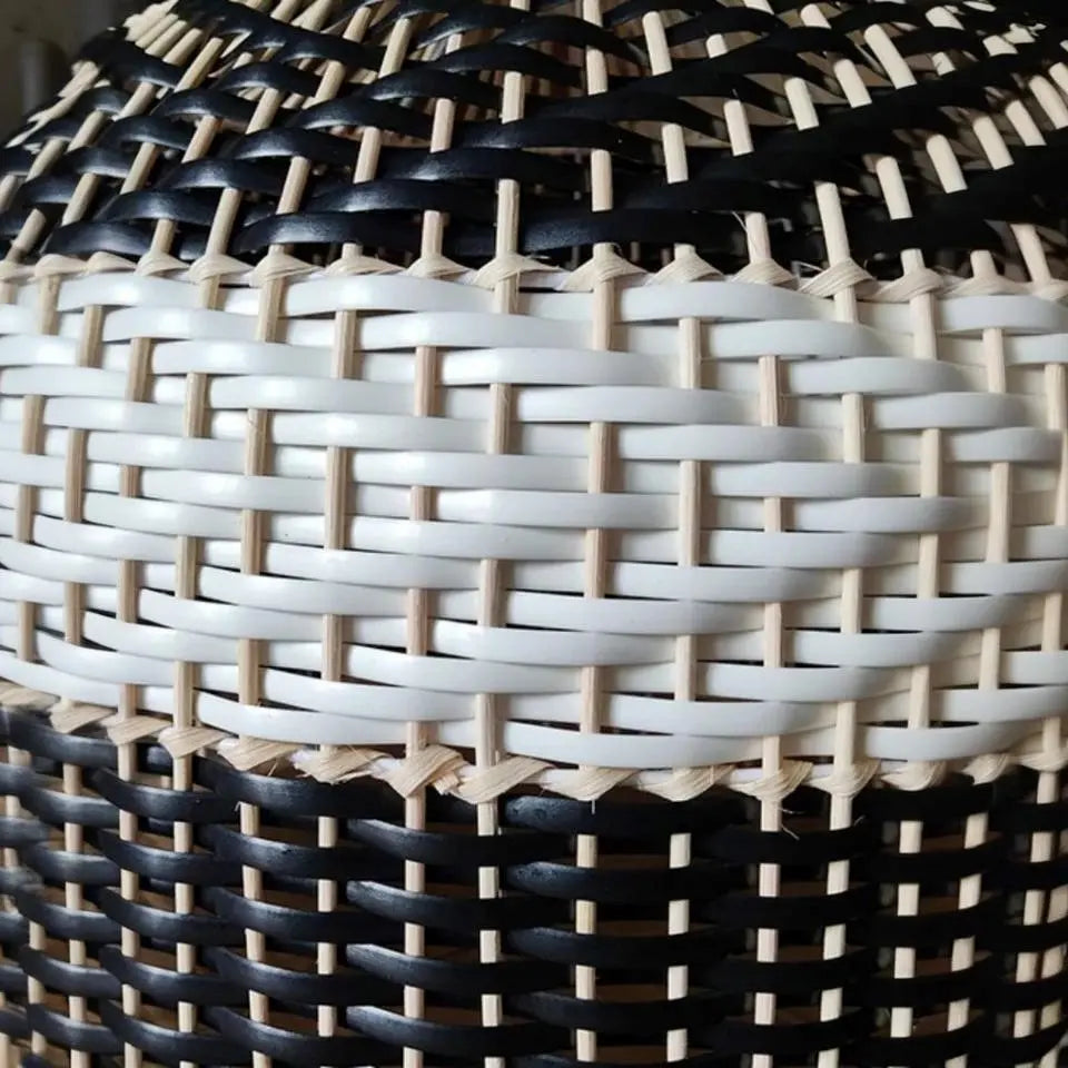 Black and Natural Rattan Pendant Light view 9