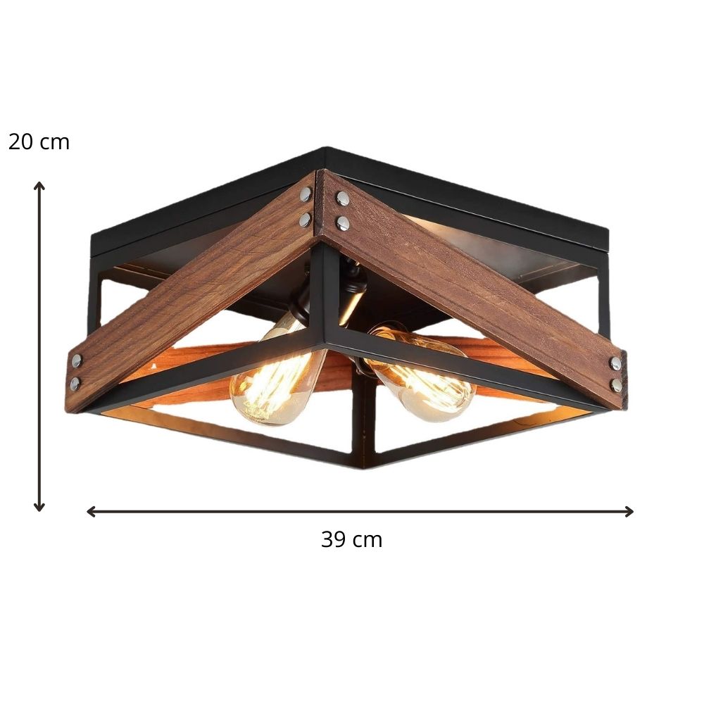 Black and Wood Ceiling Light view 4