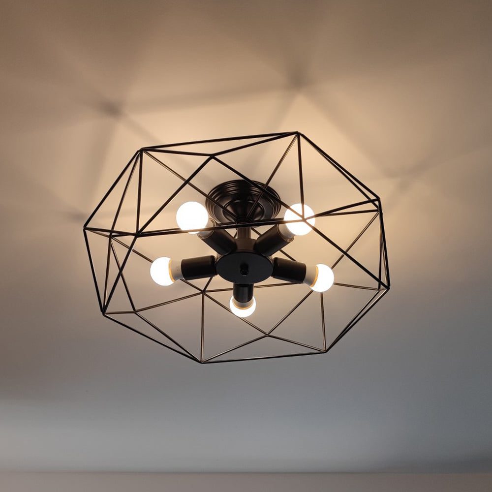 Black Cage Ceiling Light view 3