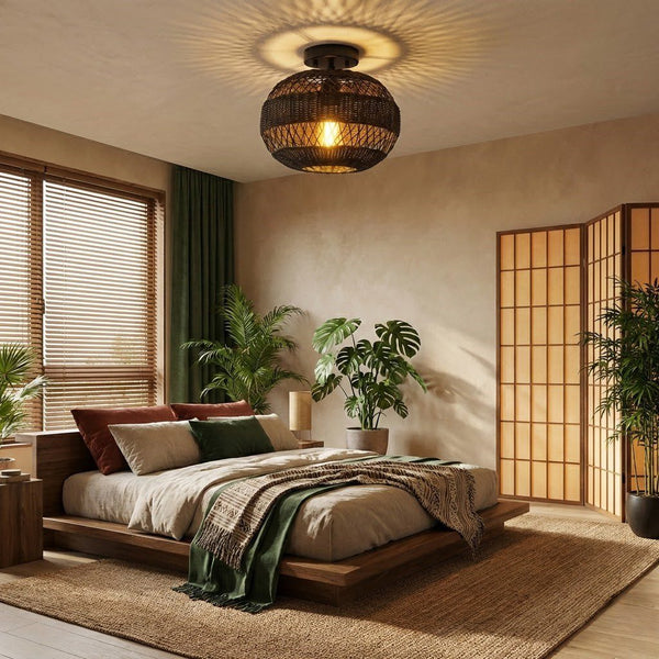 Black Cage Flush Ceiling Light