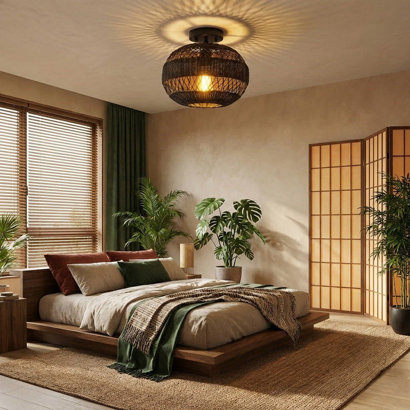 Black Cage Flush Ceiling Light
