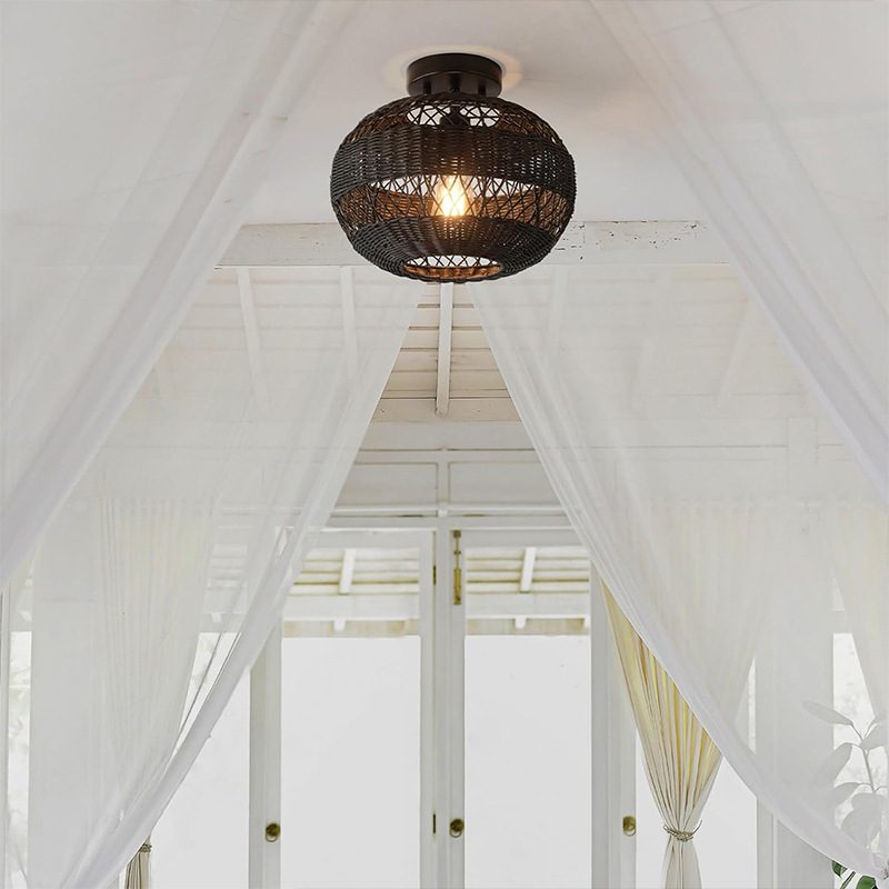 Black Cage Flush Ceiling Light view 7