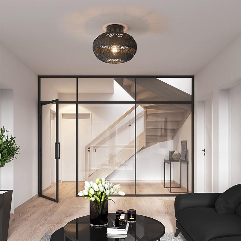 Black Cage Flush Ceiling Light view 9
