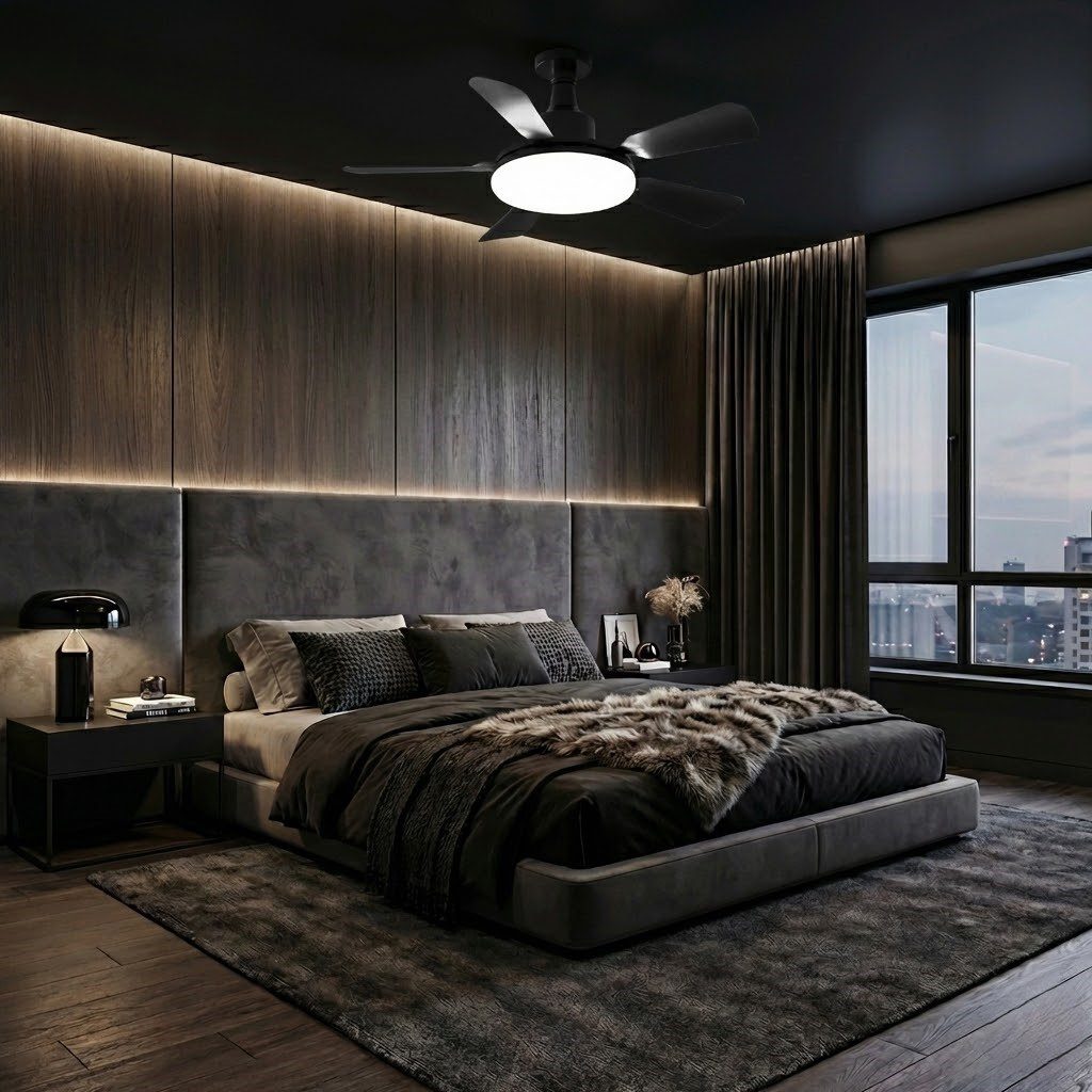 Black Ceiling Fan with Light view 1