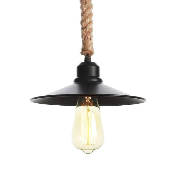 Black Industrial Pendant Light on Rope