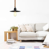 Black Industrial Pendant Light on Rope view 4