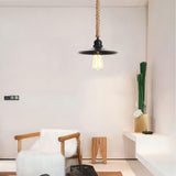 Black Industrial Pendant Light on Rope view 5