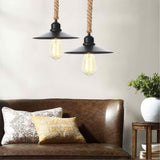 Black Industrial Pendant Light on Rope view 6