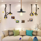 Black Industrial Pendant Light on Rope view 9