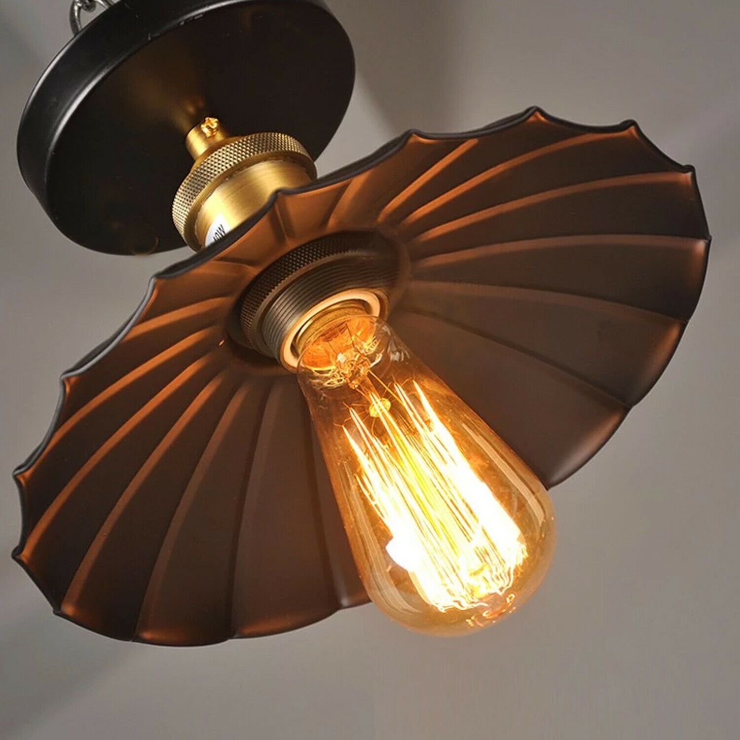 Black Scalloped Flush Ceiling Light view 2