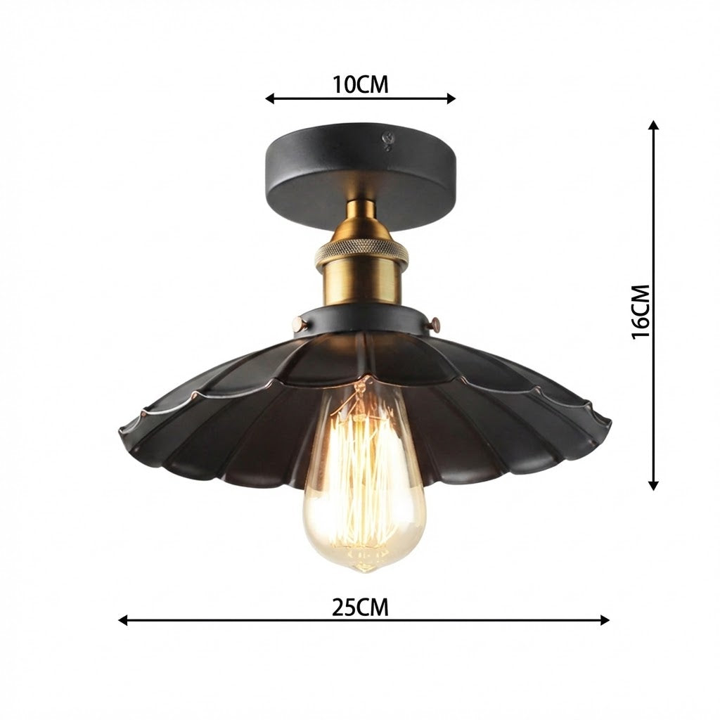 Black Scalloped Flush Ceiling Light view 3