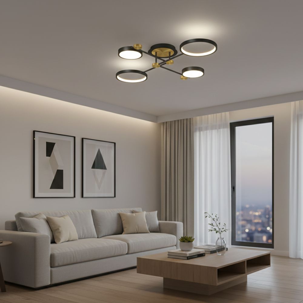 Black Semi Flush Ceiling Light view 1