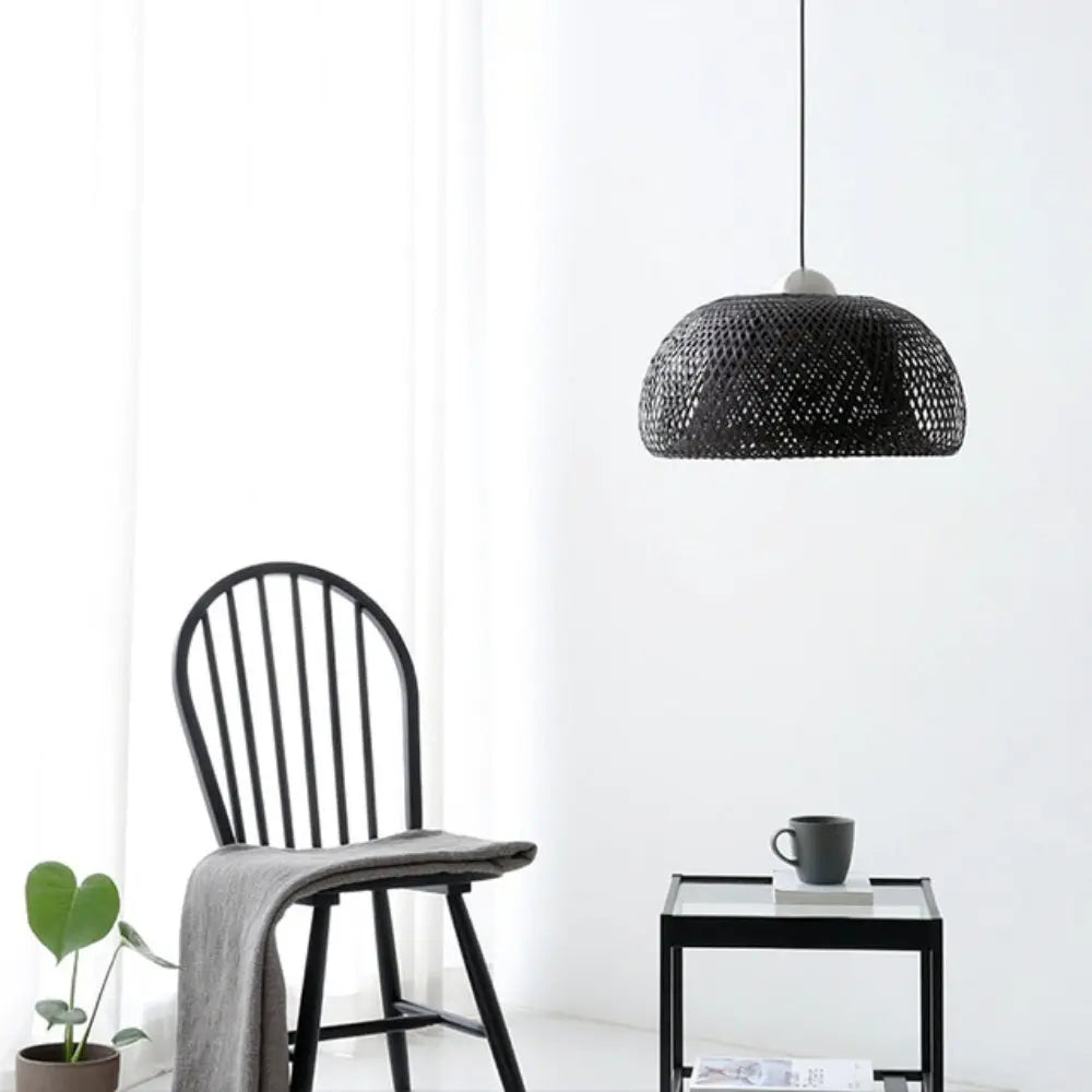 Suspension bambou abat jour noir view 9
