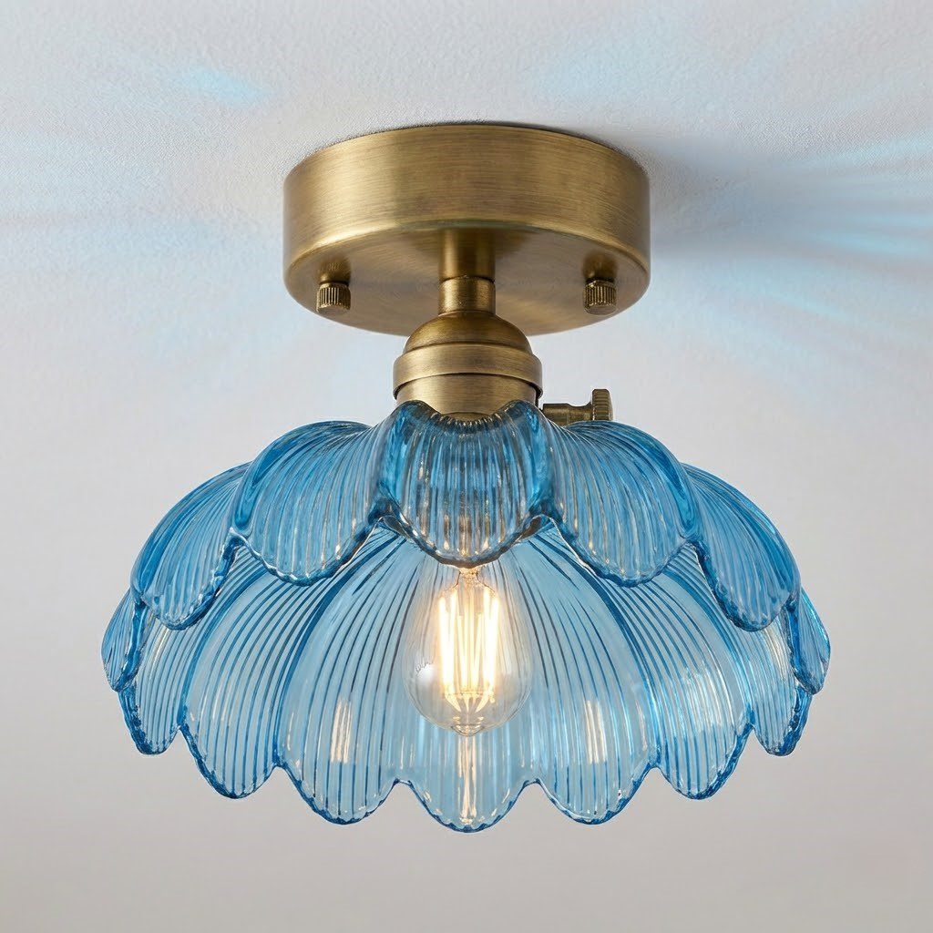 Blue Glass Ceiling Light view 2