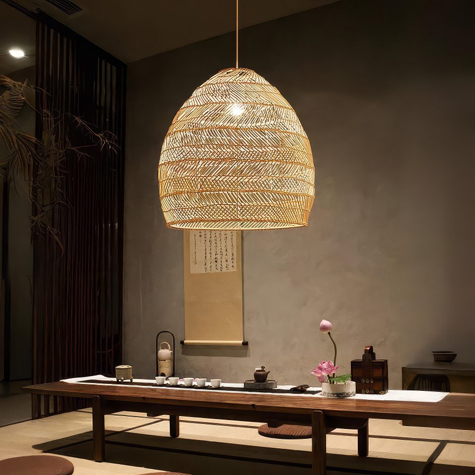 Rattan Bell Pendant Light view 1