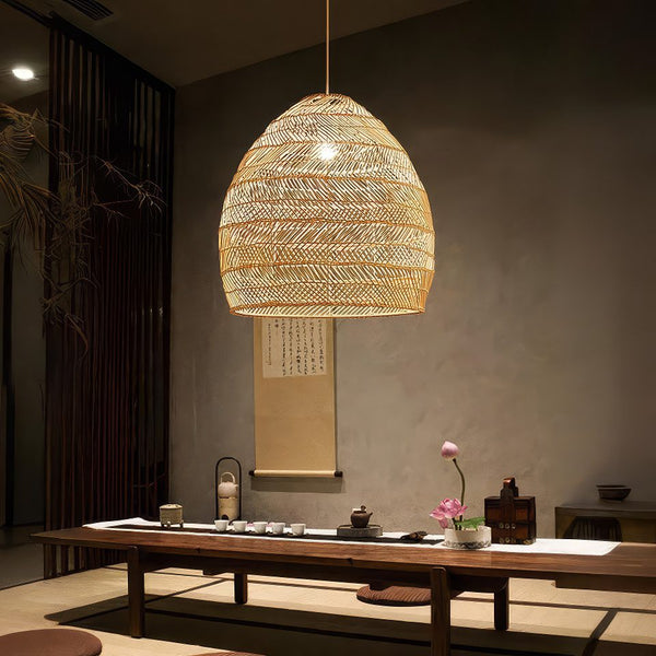 Rattan Bell Pendant Light