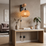 Rattan and Wood Wall Light view 2