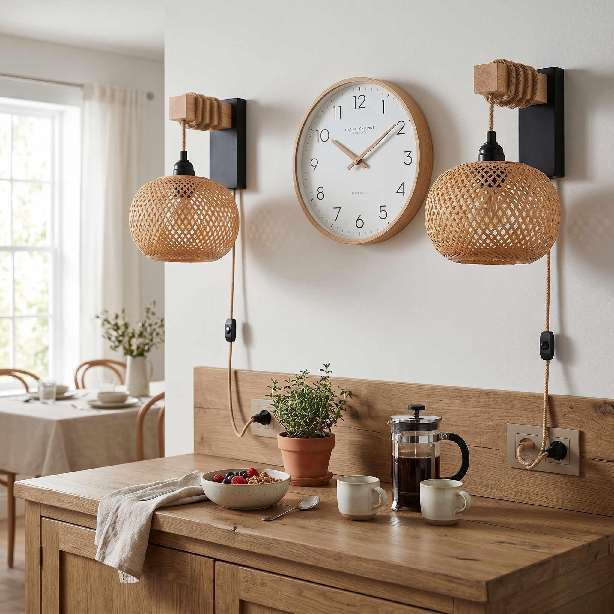 Rattan and Wood Wall Light view 5