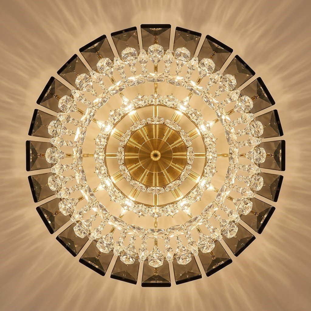 Brass and Crystal Ceiling Light view 2
