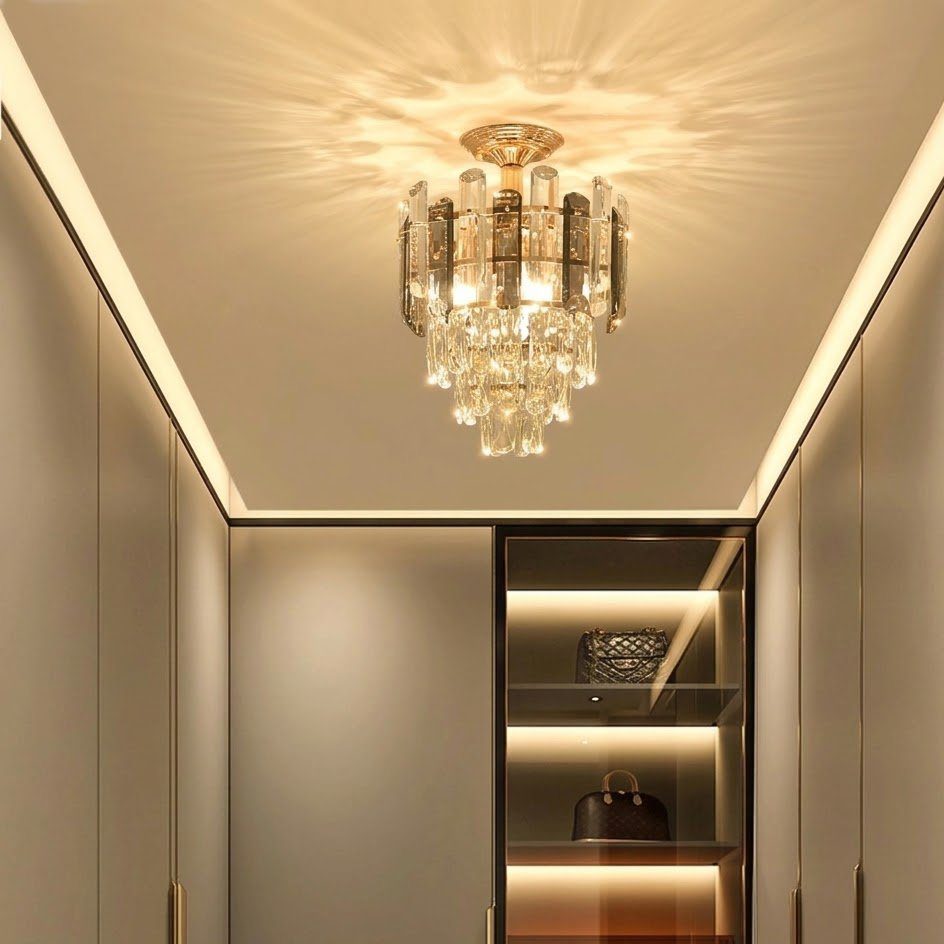 Brass and Crystal Ceiling Light view 4