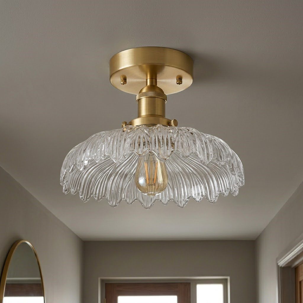 Brass and Glass Ceiling Light view 2