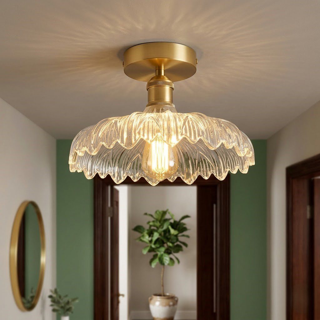 Brass and Glass Ceiling Light view 5