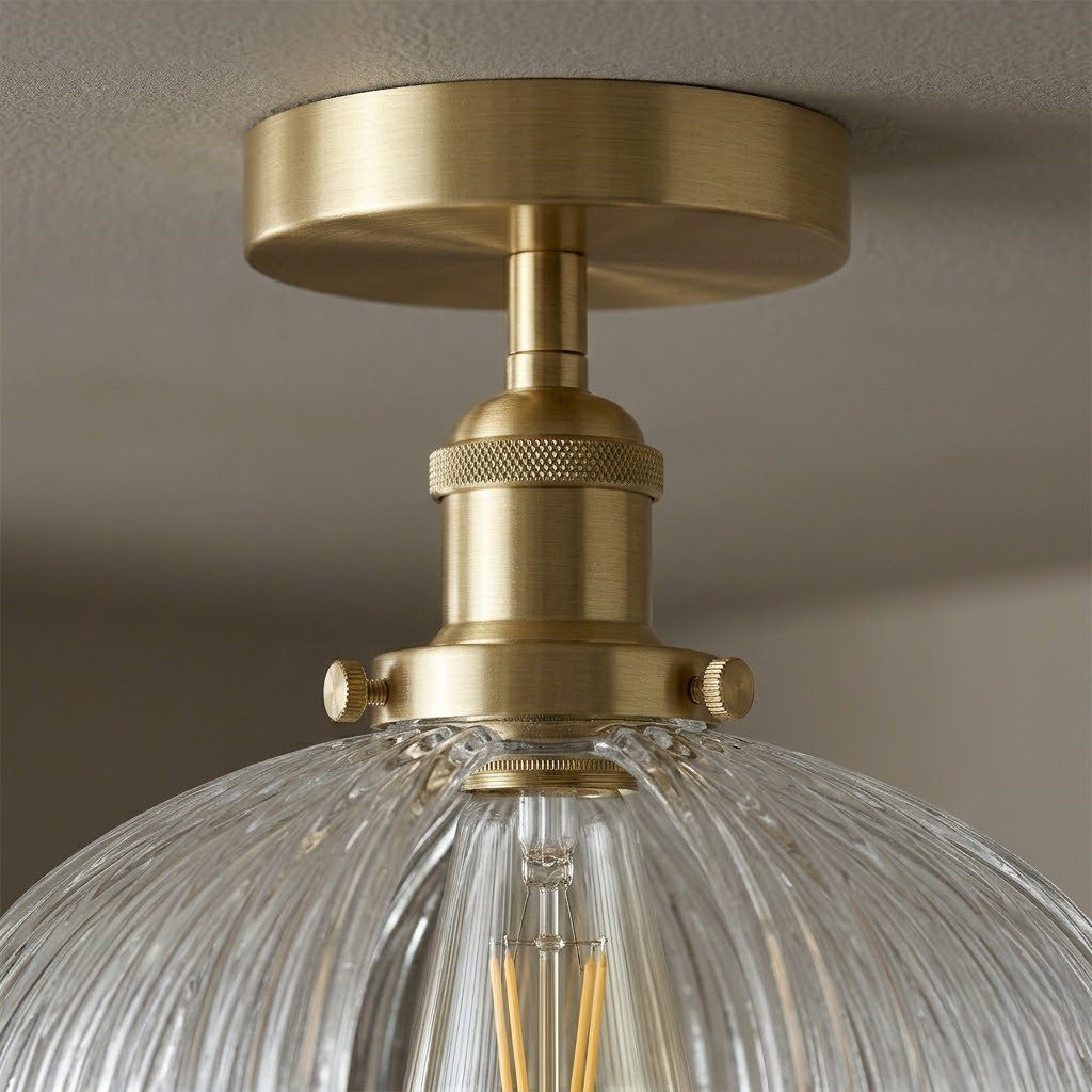 Brass and Glass Ceiling Light view 8
