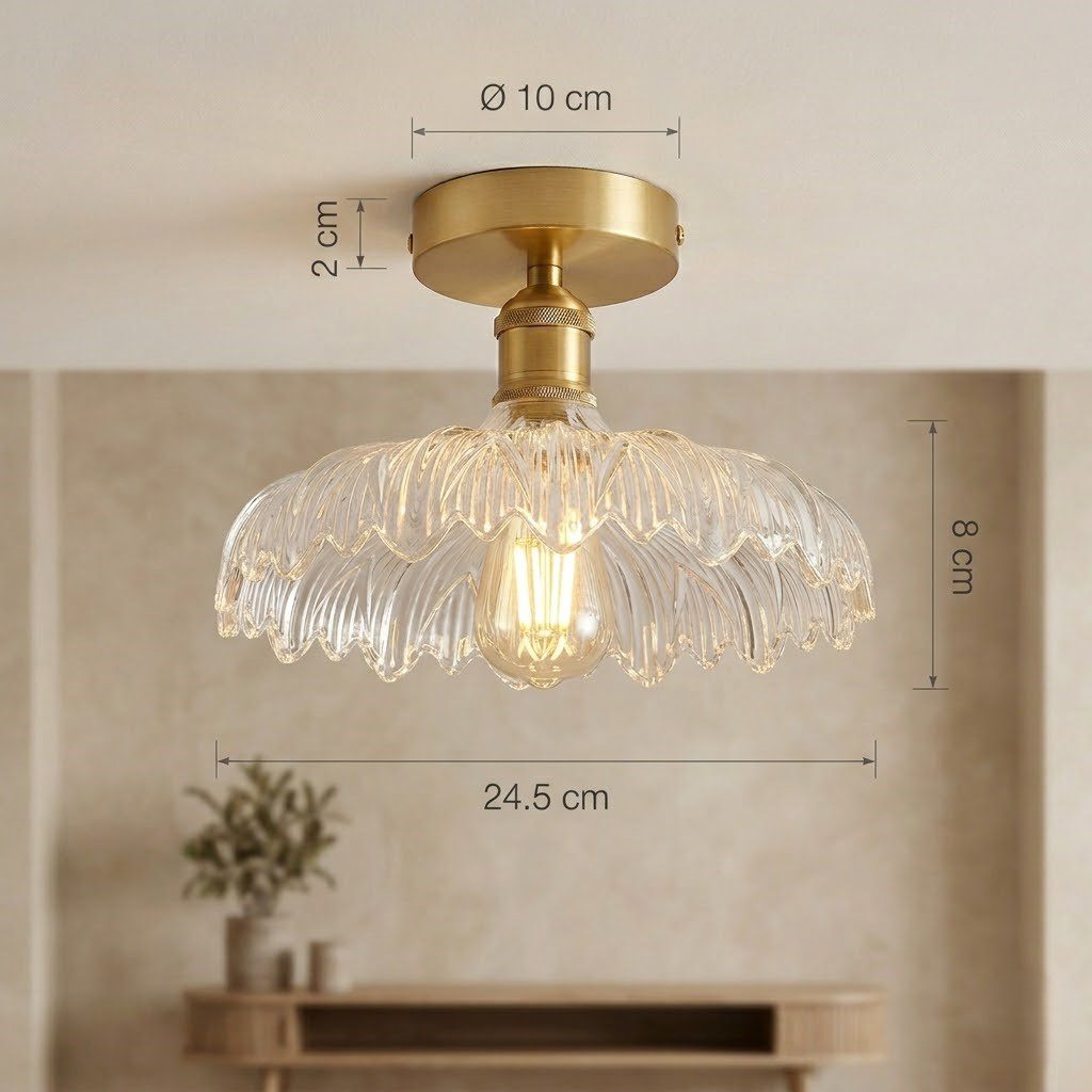 Brass and Glass Ceiling Light view 9