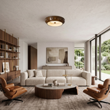 Brown Floral Flush Ceiling Light view 1