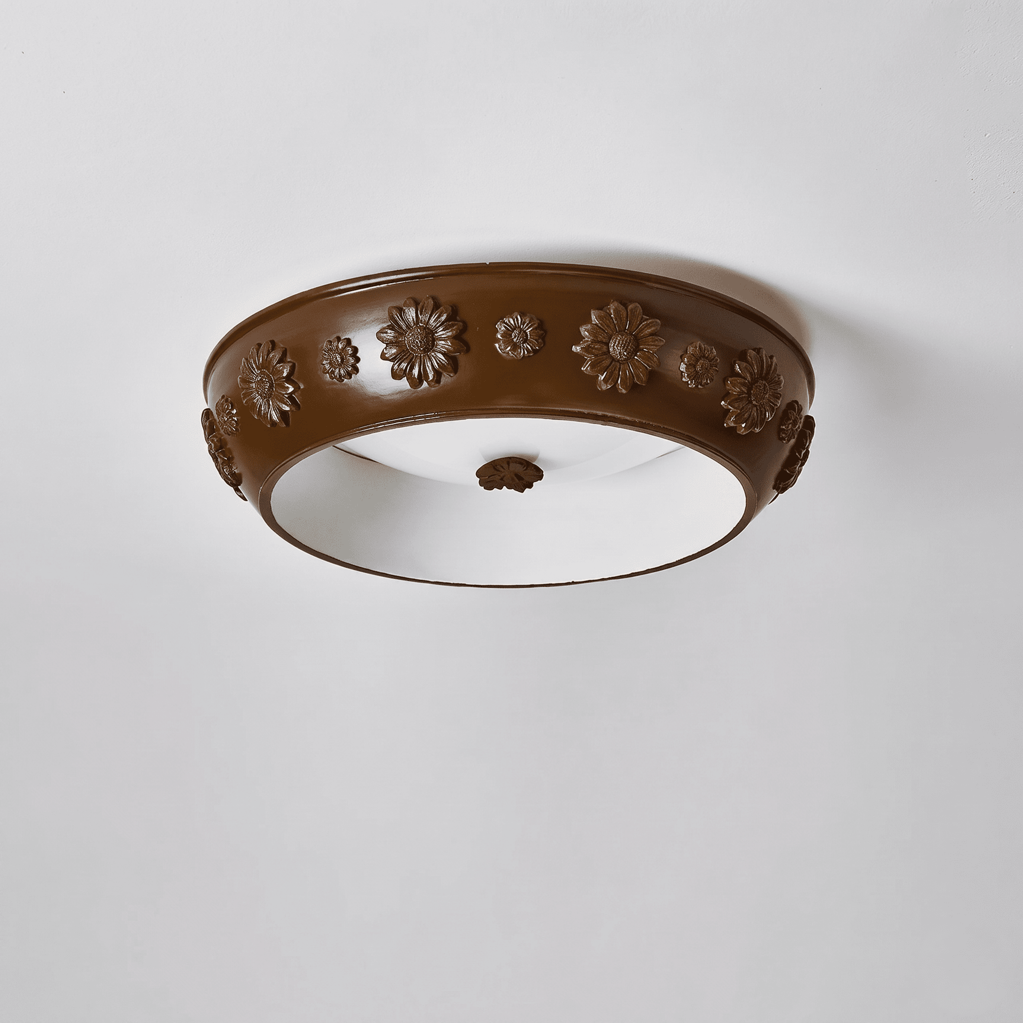 Brown Floral Flush Ceiling Light view 3