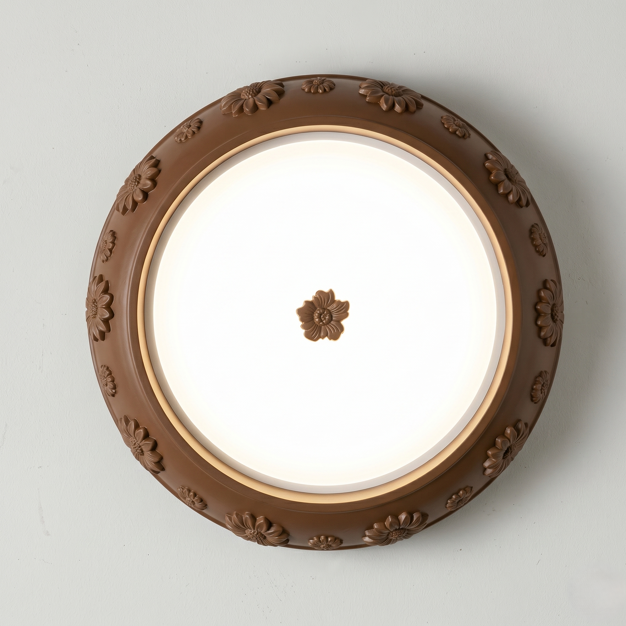 Brown Floral Flush Ceiling Light view 4