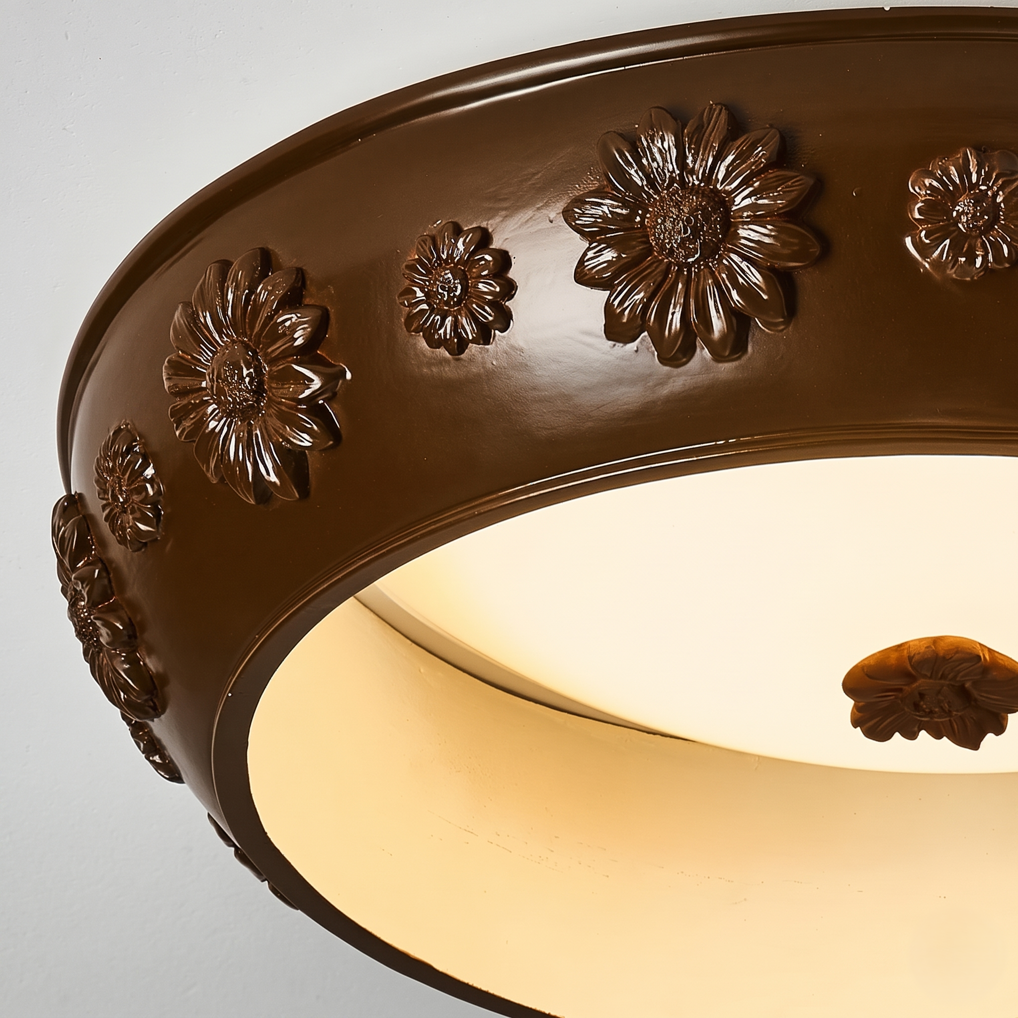 Brown Floral Flush Ceiling Light view 5