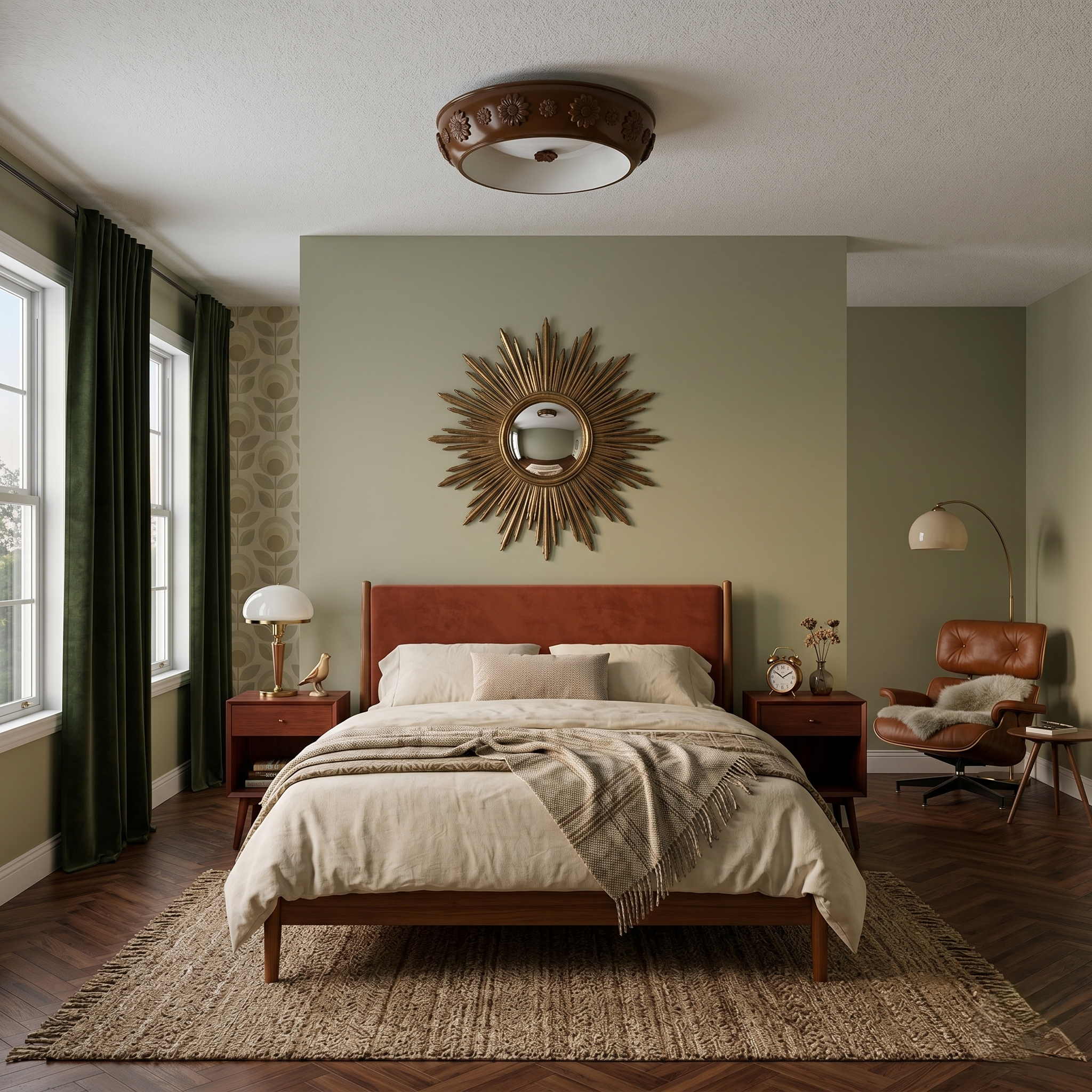 Brown Floral Flush Ceiling Light view 6