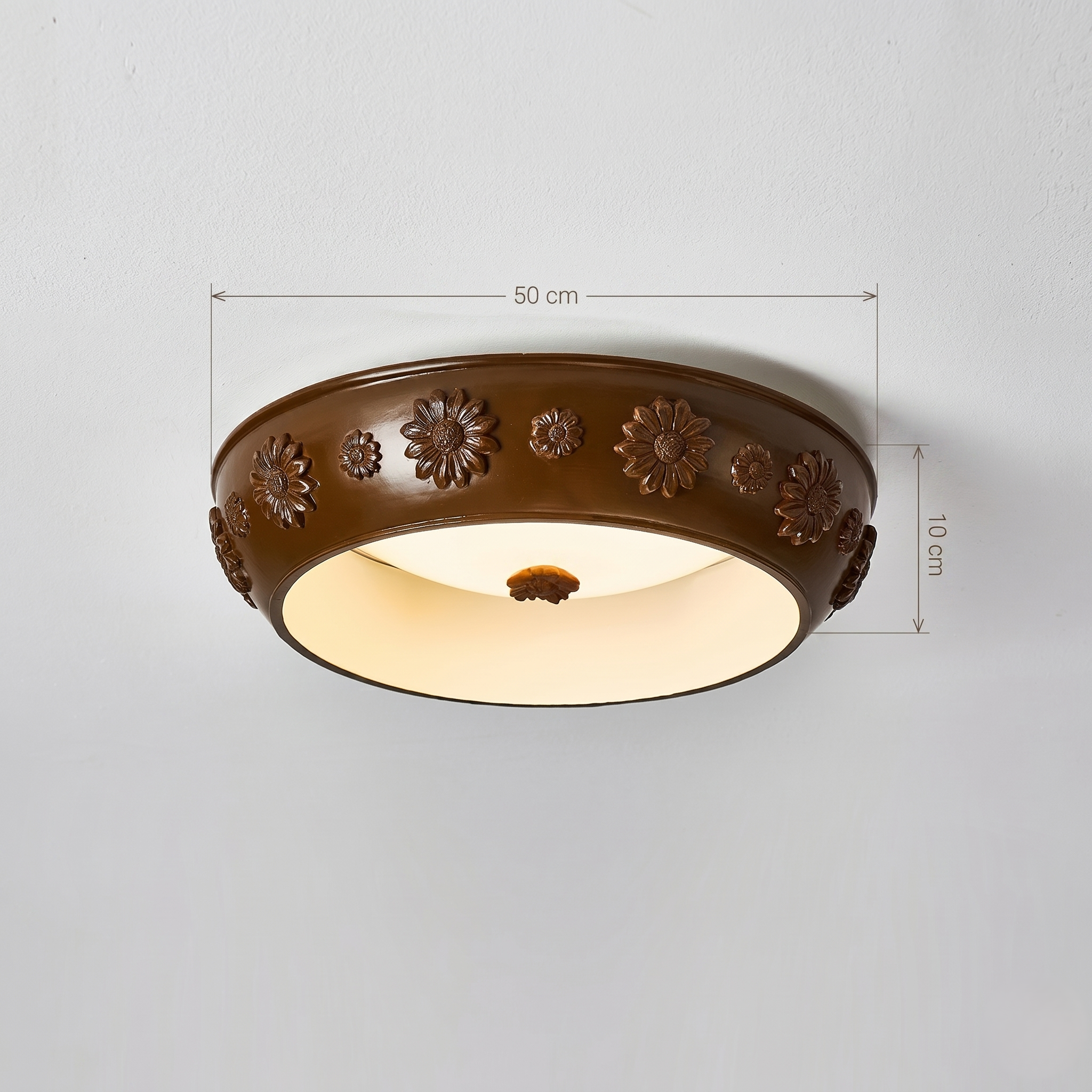 Brown Floral Flush Ceiling Light view 7