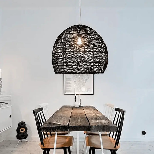 Suspension rotin noir