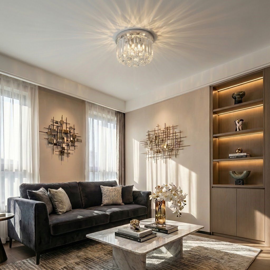 Chrome Flush Ceiling Light view 6