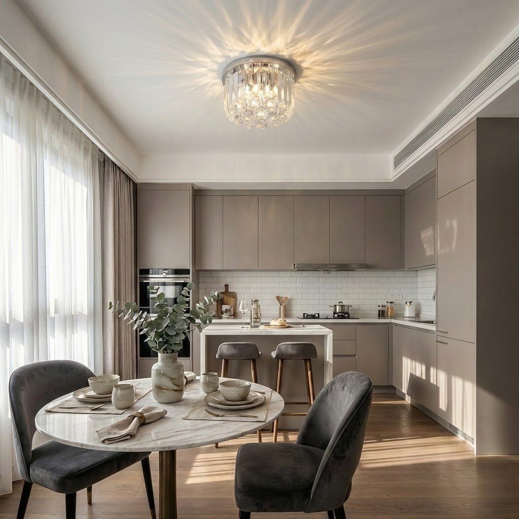Chrome Flush Ceiling Light view 8