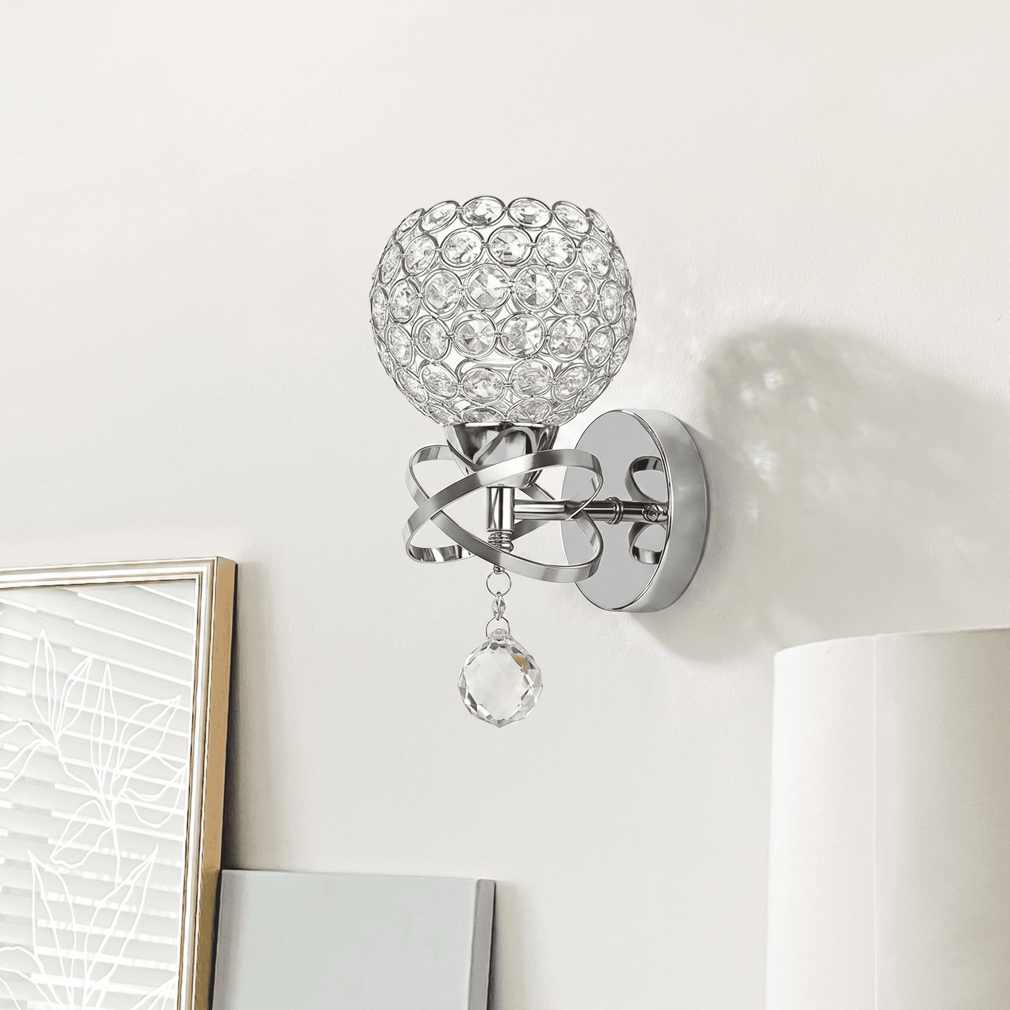 Chrome and Cut Glass Wall Light view 1
