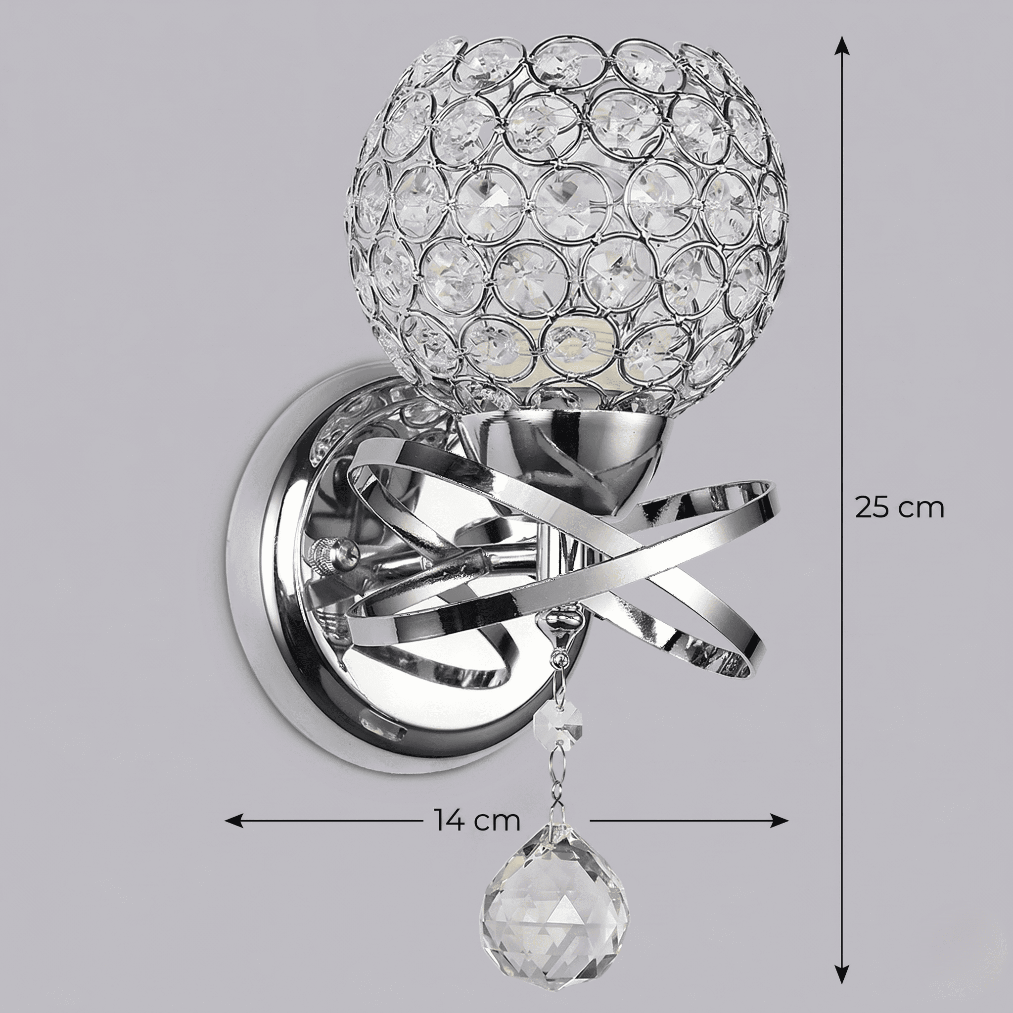 Chrome and Cut Glass Wall Light view 3