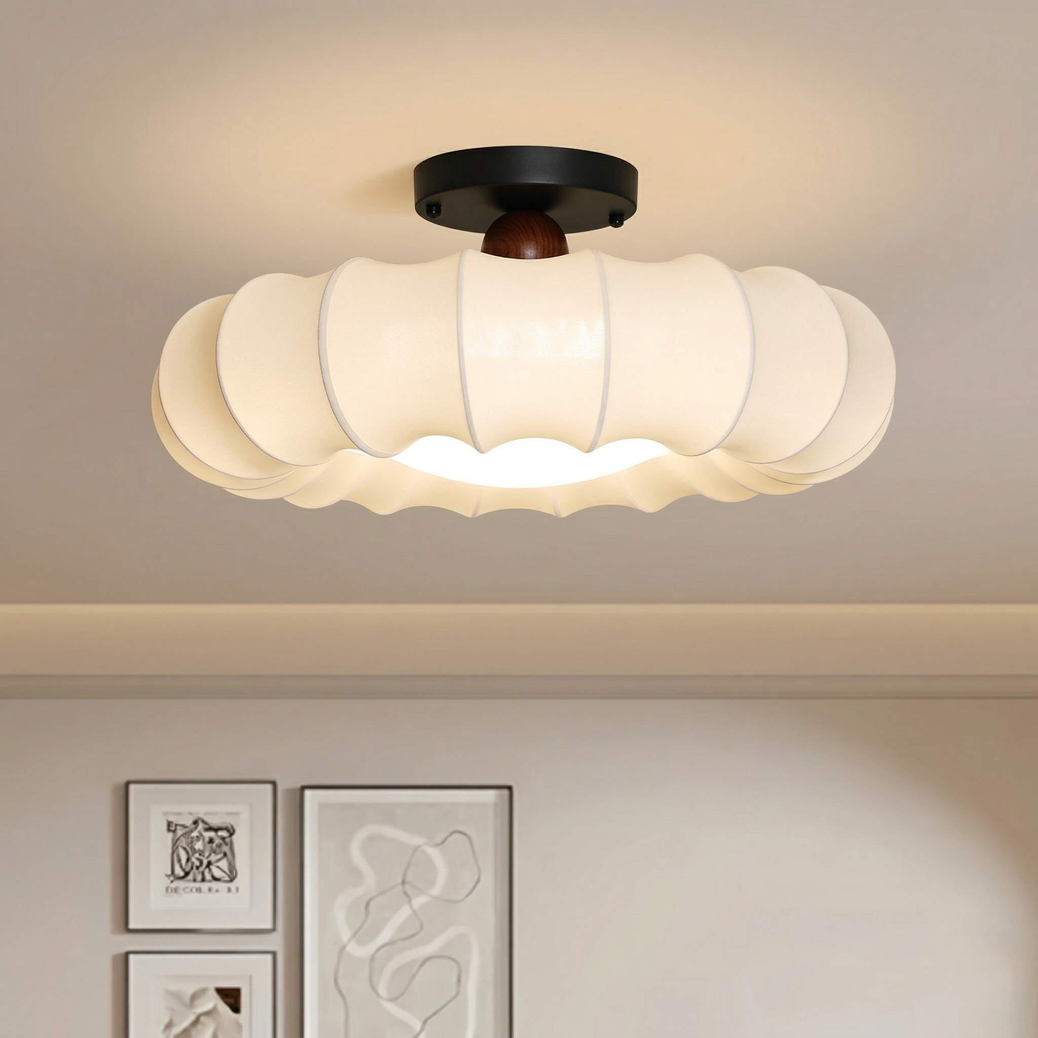 Large Fabric Petal Ceiling Light view 8