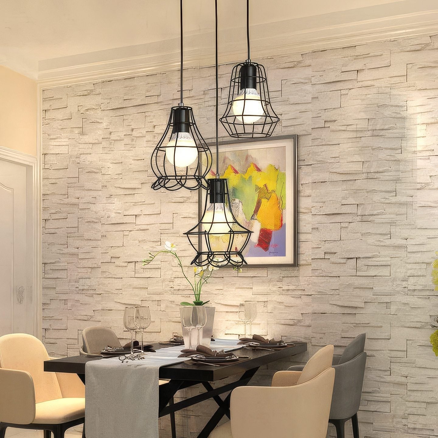 Black Cage Cluster Pendant Light view 1
