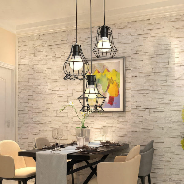 Black Cage Cluster Pendant Light