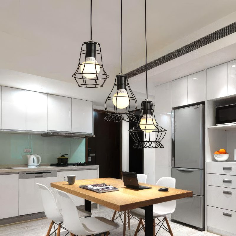 Black Cage Cluster Pendant Light view 3