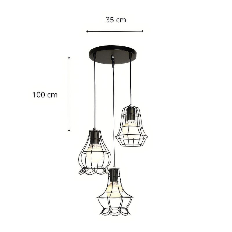 Black Cage Cluster Pendant Light view 7