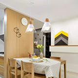 Cone Shaped Wire and Wood Pendant Light view 10