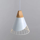 Cone Shaped Wire and Wood Pendant Light view 13